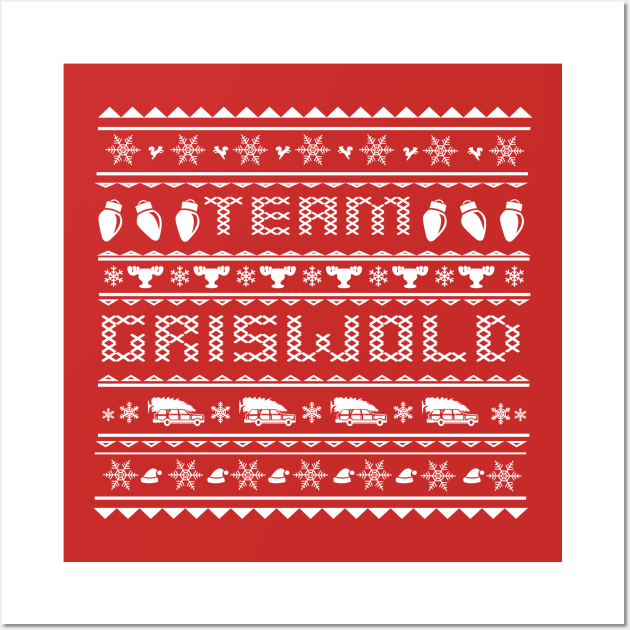 Team Griswold Christmas Sweater Design in White Wall Art by LostOnTheTrailSupplyCo